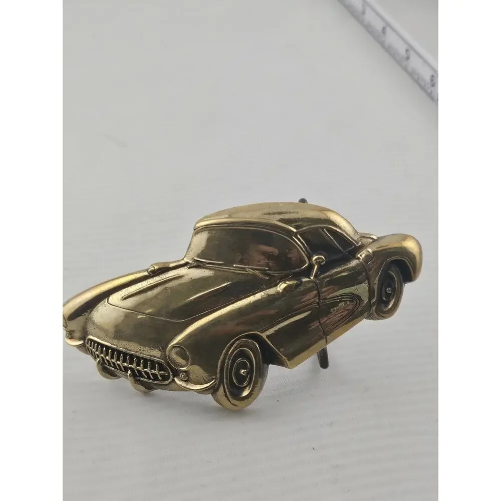 Vintage 56 Corvette Coupe Solid Brass 3D Baron Buckle Made 1979 #6127
